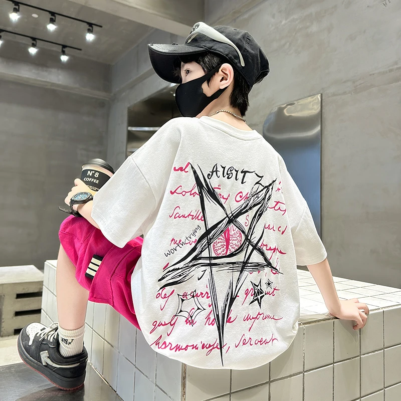 男童夏装套装2025新款夏季中大童休闲男孩宽松儿童工装短袖薄款潮