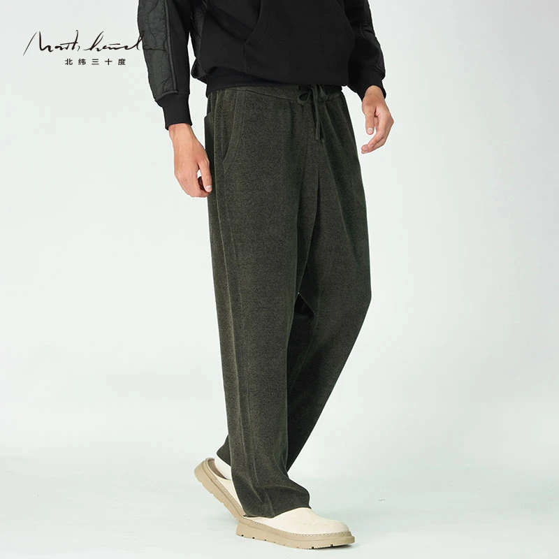 北纬三十度原创设计师男装秋冬中国风复古绒感舒适宽松直筒休闲裤