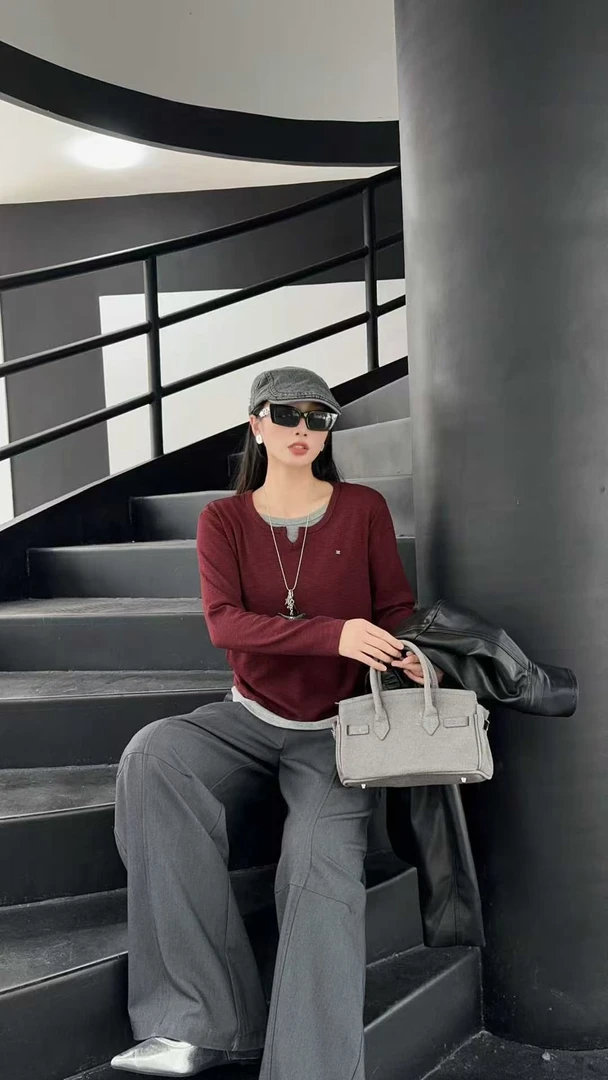 25110 拼接弹力罗纹可优棉上衣