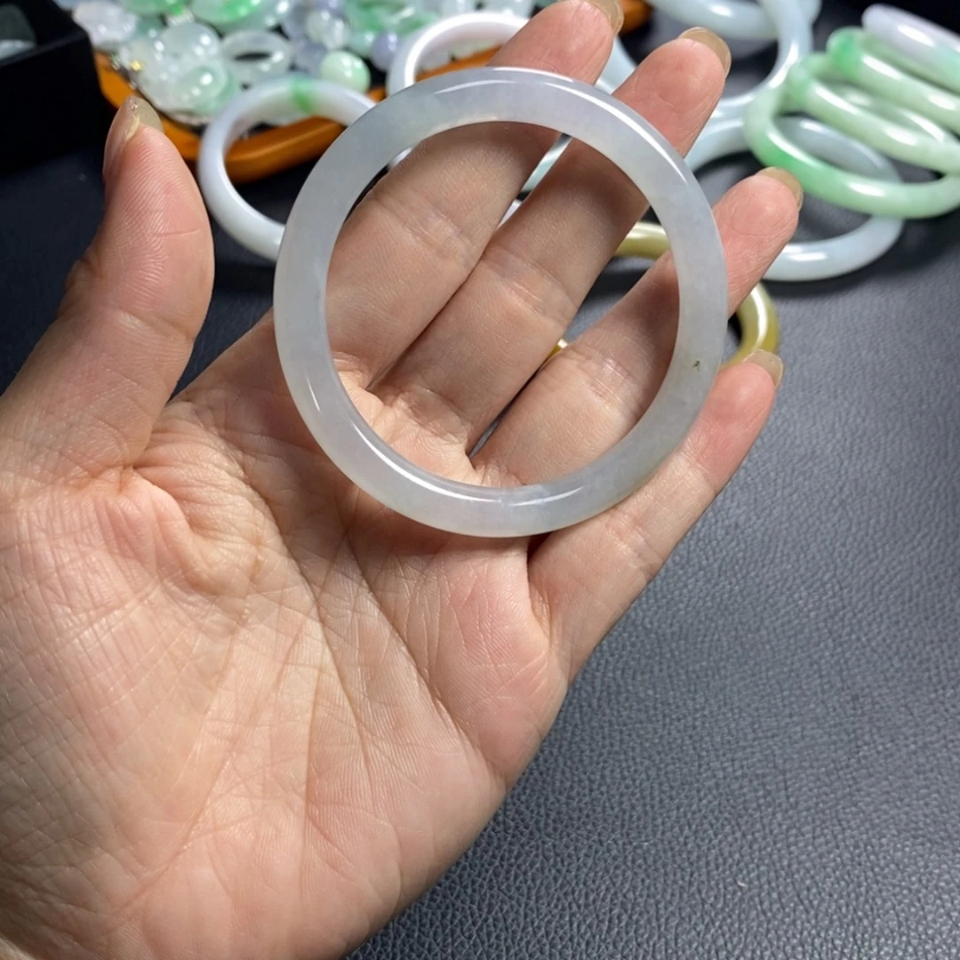 翡翠未镶嵌手镯天然翡翠手镯52叮当