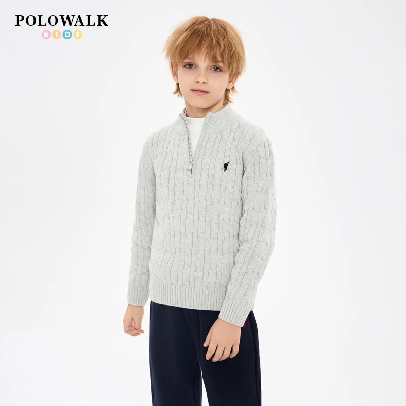 POLOWALK童装冬季新品半开门襟长男童 针织童装AMRW432C1151