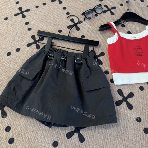 现货MZ.儿童夏季复古工装风韩版百搭半身短裙1843