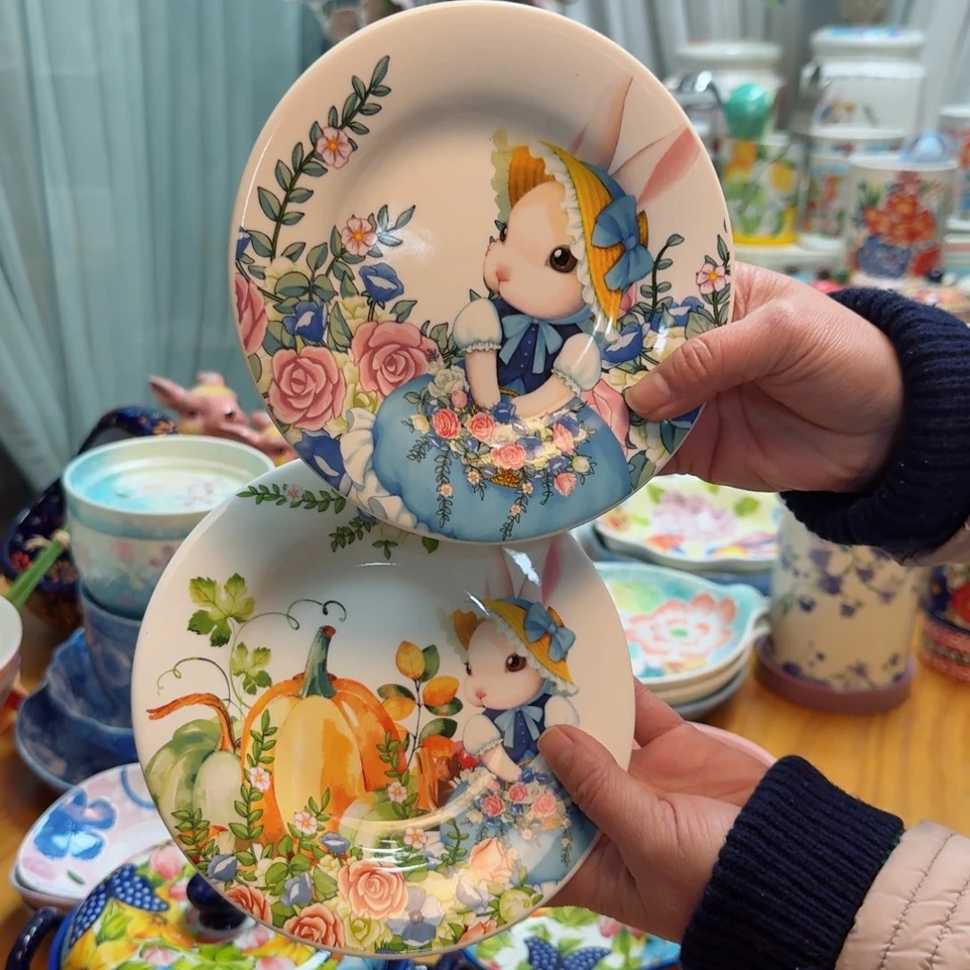 瓷6英寸南瓜兔小盘2只看图