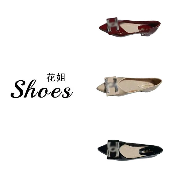 G888-21鞋子气质方头低跟漆皮浅口粗跟尖头粗跟法式水钻单鞋