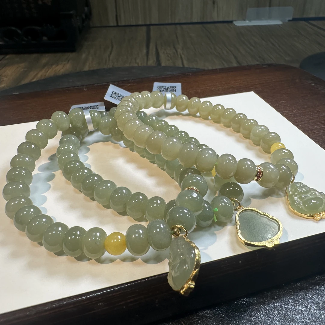 【书记甄选】天然原创和田玉单圈手链 多样式发一件  约7mm 3548AT