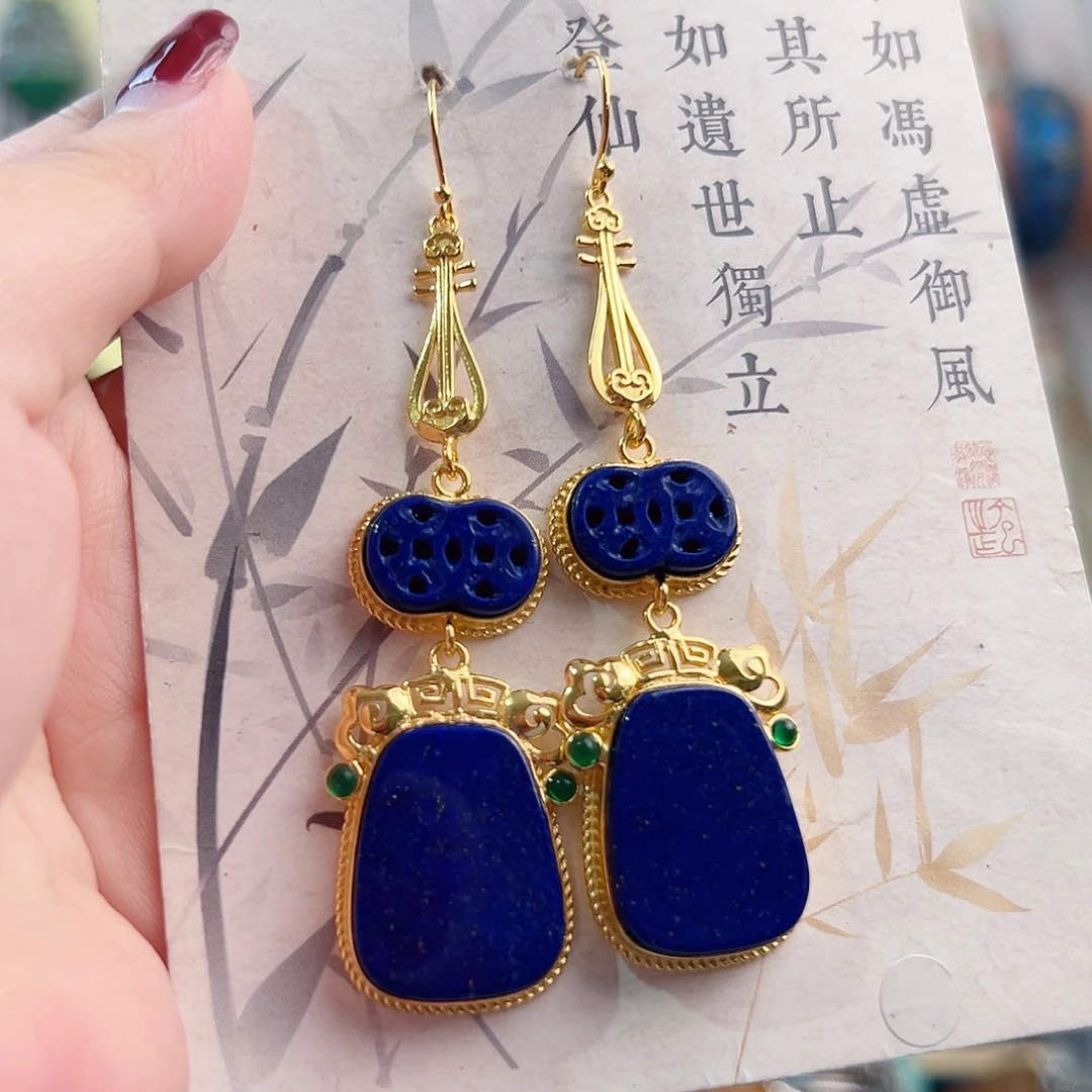 未镶嵌青金石挂件耳环