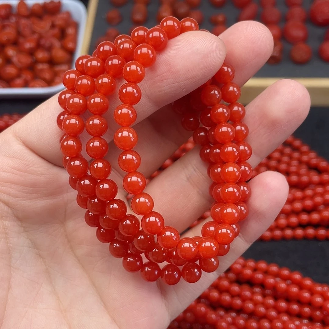 南红玛瑙5号保山锦红亮光卡6长链未镶嵌