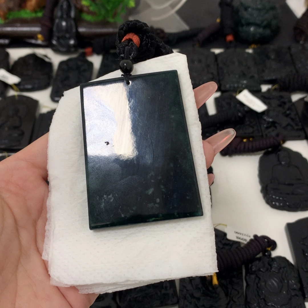 翡翠未镶嵌挂件天然缅甸a货钢琴黑挂件