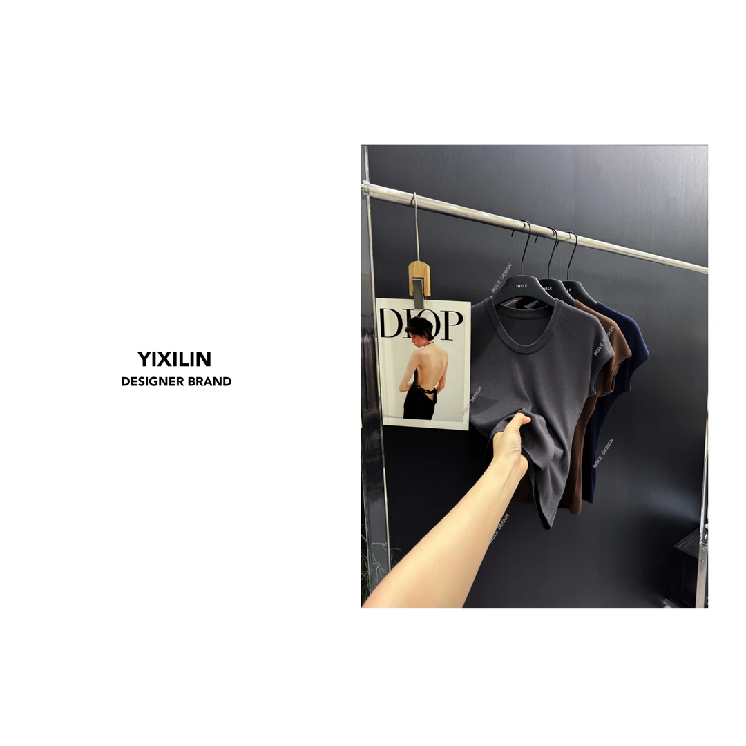 YIXILIN 夏季U领百搭显瘦短袖上衣女