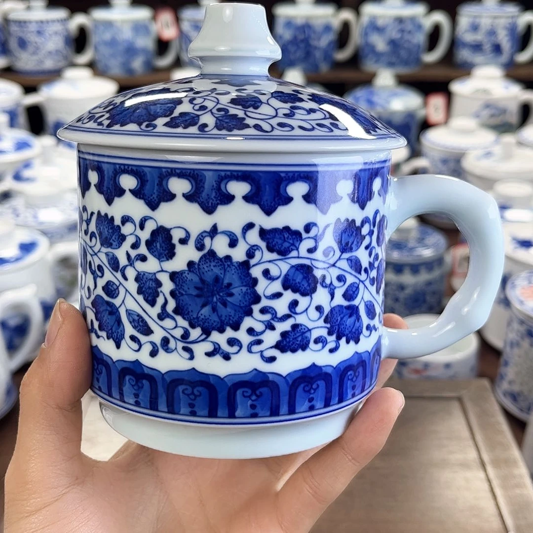 住***边景德镇陶瓷马克杯带盖