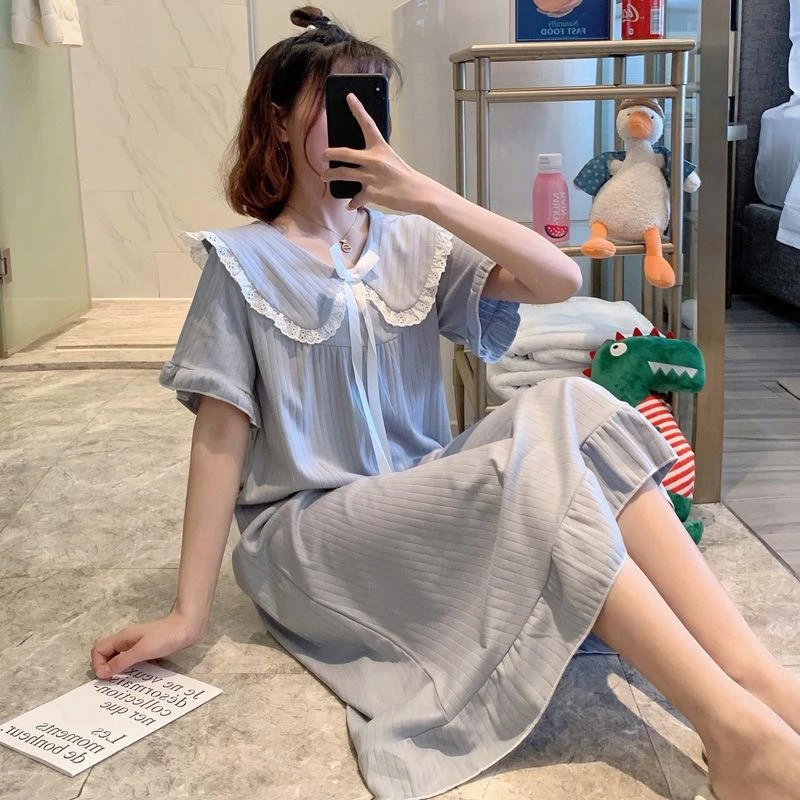 GPSUNLU夏季短袖睡裙甜美公主风高级感可爱娃娃领睡衣女家居服