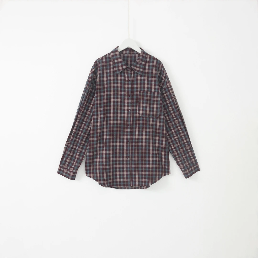 几里与麻 撞色格纹衬衫 衣长74胸围120 2082050