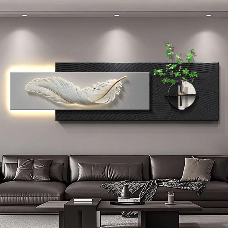 轻奢高级感叠加装饰画抽象简约风沙发背景挂画客厅大白墙砂岩壁画