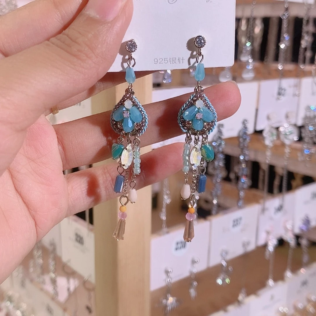 欣***雨铁合金合金锆石手工定制耳环
