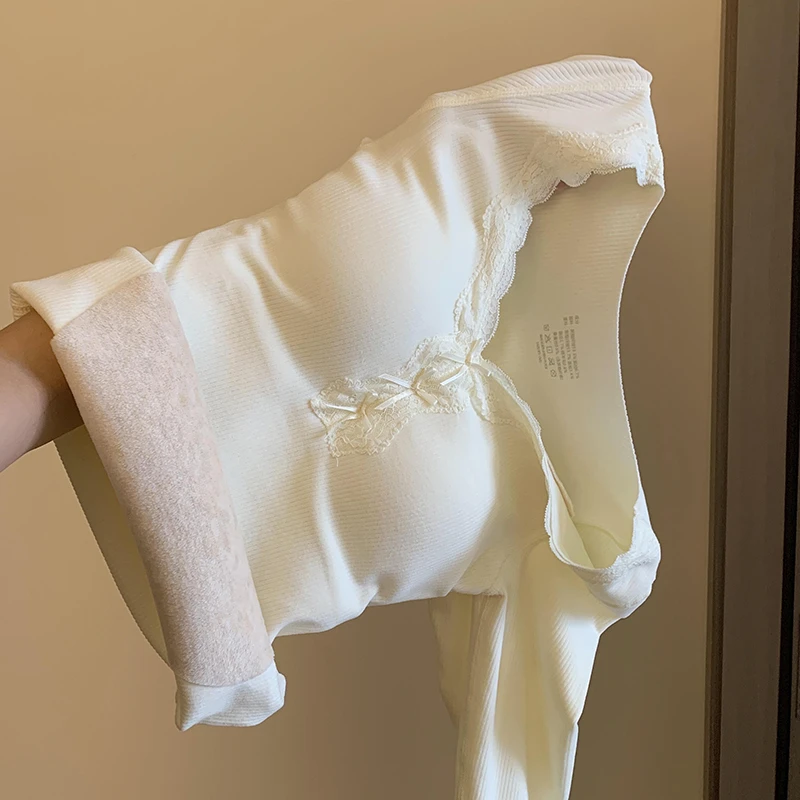 保暖内衣女士带胸垫加绒加厚发热绵羊毛打底秋衣秋裤2025新款冬季