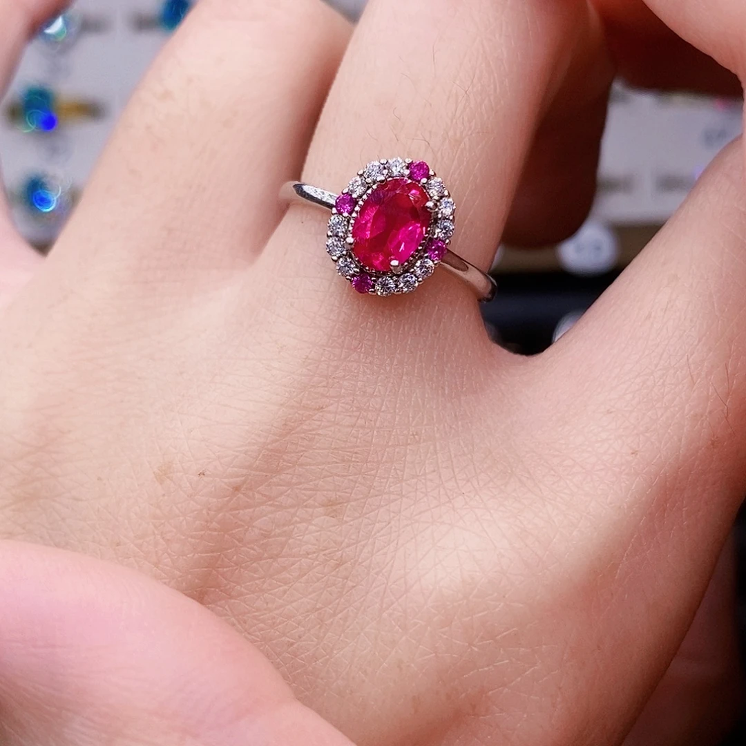 红宝石银S925镶嵌戒指