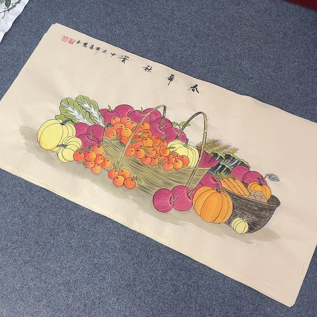 国画尺寸50X100手绘作品