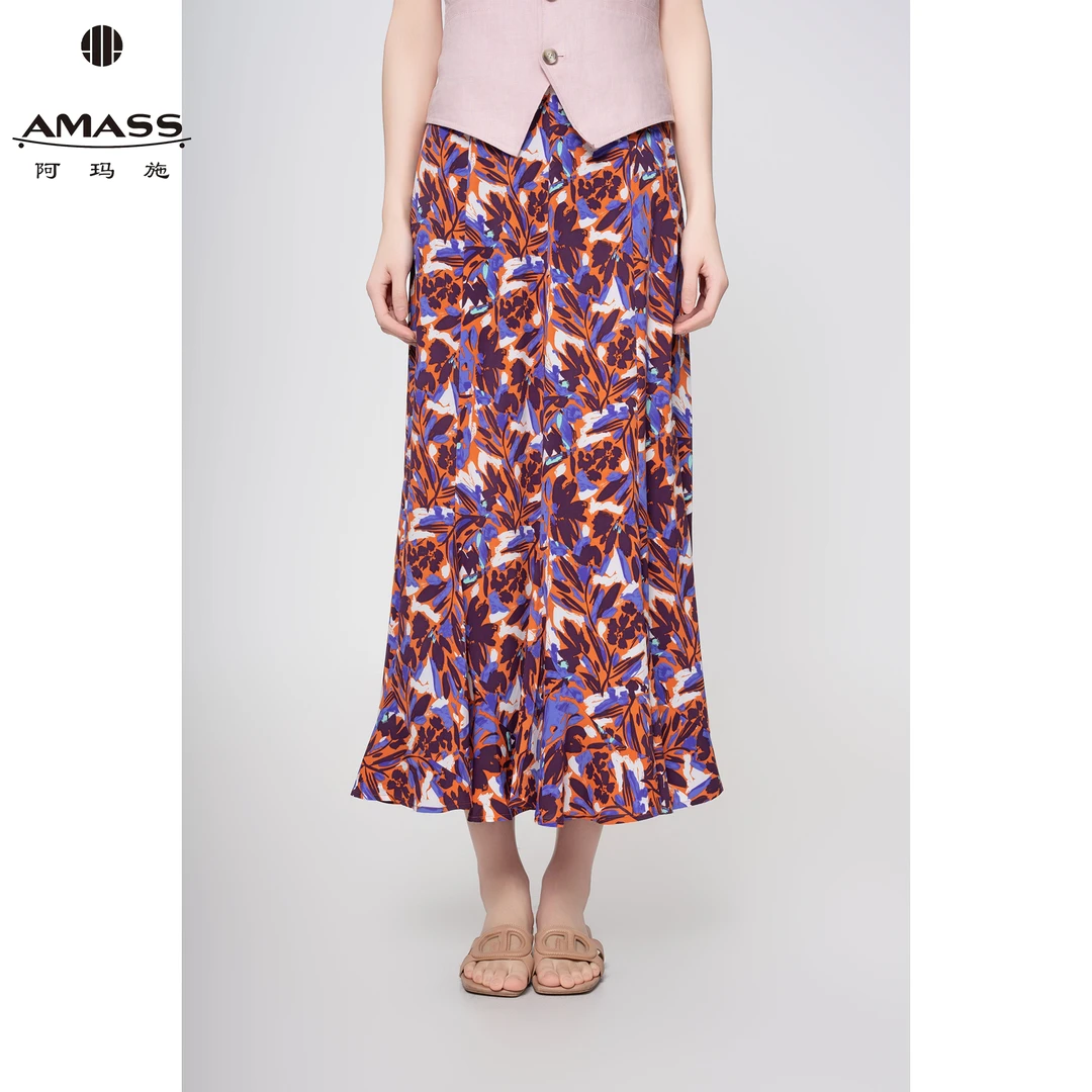 AMASS/阿玛施新款春夏气质碎花A字半身裙中长款时尚百搭女5200385