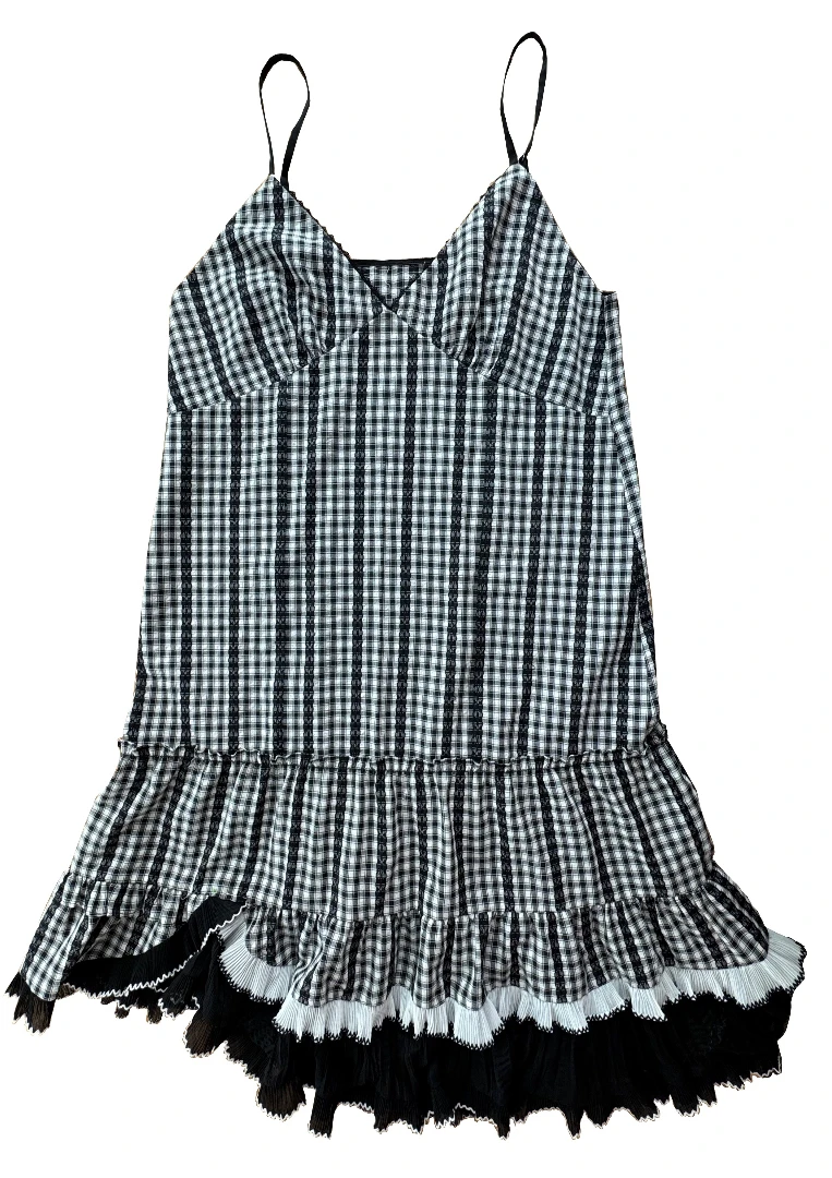 YSEVENTEEN LOVE复古格纹吊带连衣裙