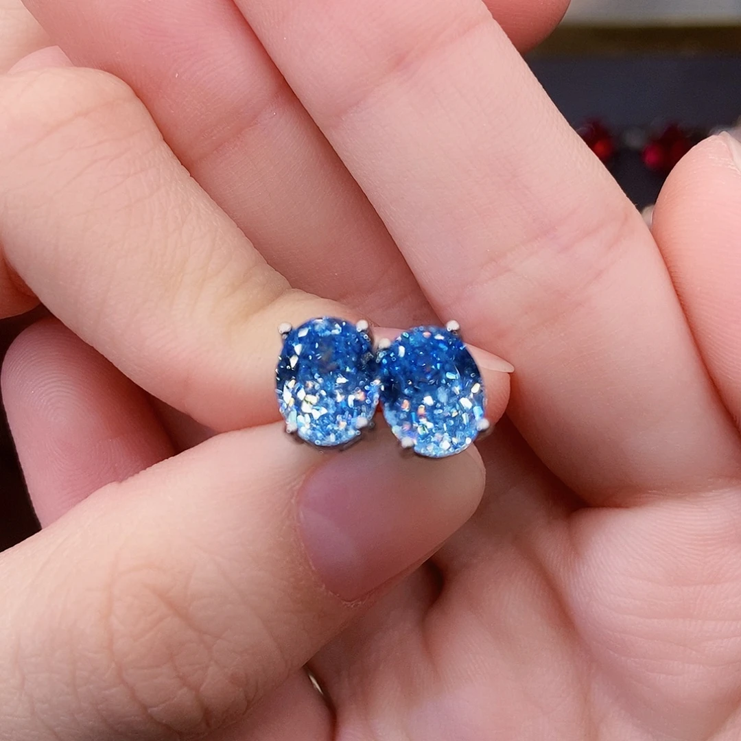 耳饰海蓝宝石银S925镶嵌