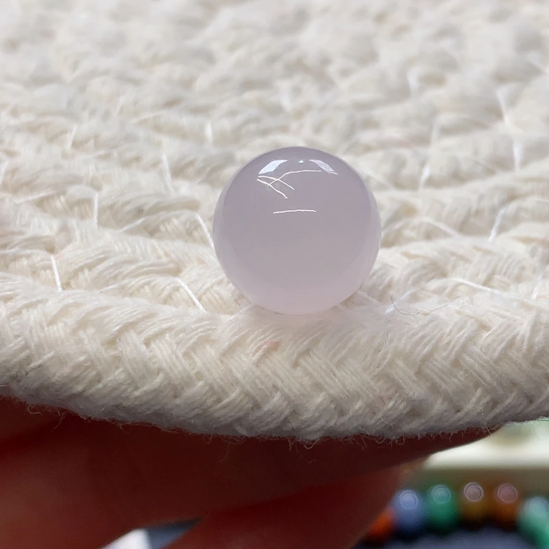 定制翡翠未镶嵌 毛货抛光定制 粉珠珠 卡12.3 m