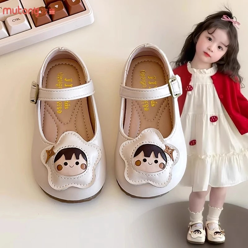 ABC 女宝宝小皮鞋软底豆豆鞋2025春季新款儿童卡通单鞋女童公主鞋
