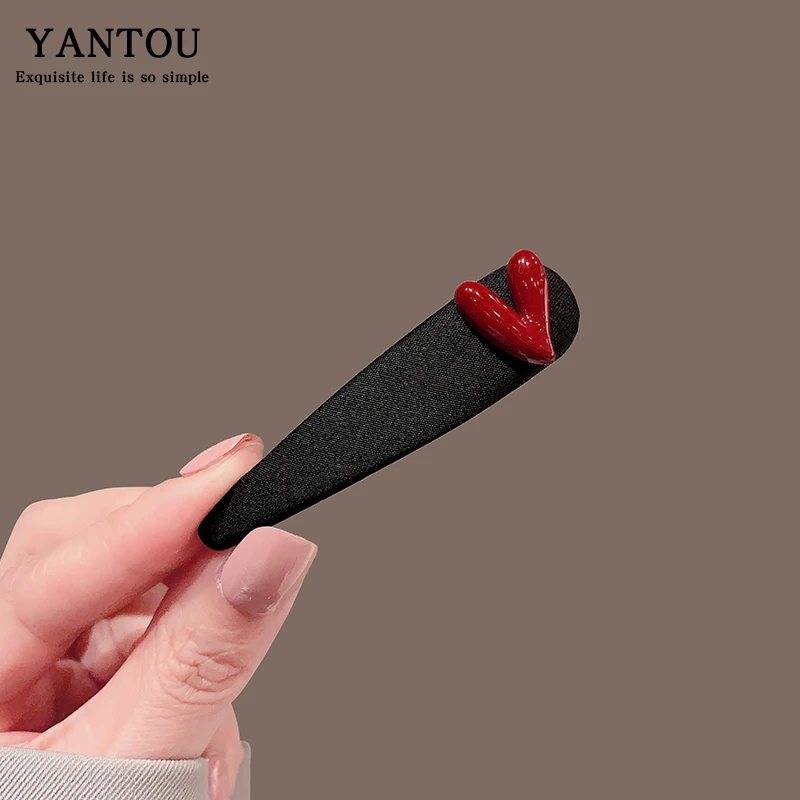 韩版头饰小众设计发饰ins风饰品刘海夹bb夹甜美气质红色牛仔发夹