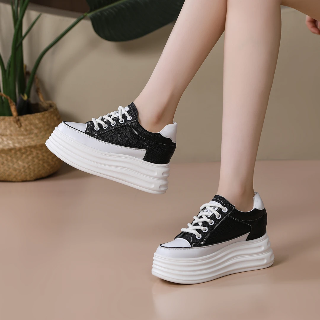 超高跟8cm时尚百搭内增高小白鞋秋冬新款休闲女鞋小个子厚底单鞋