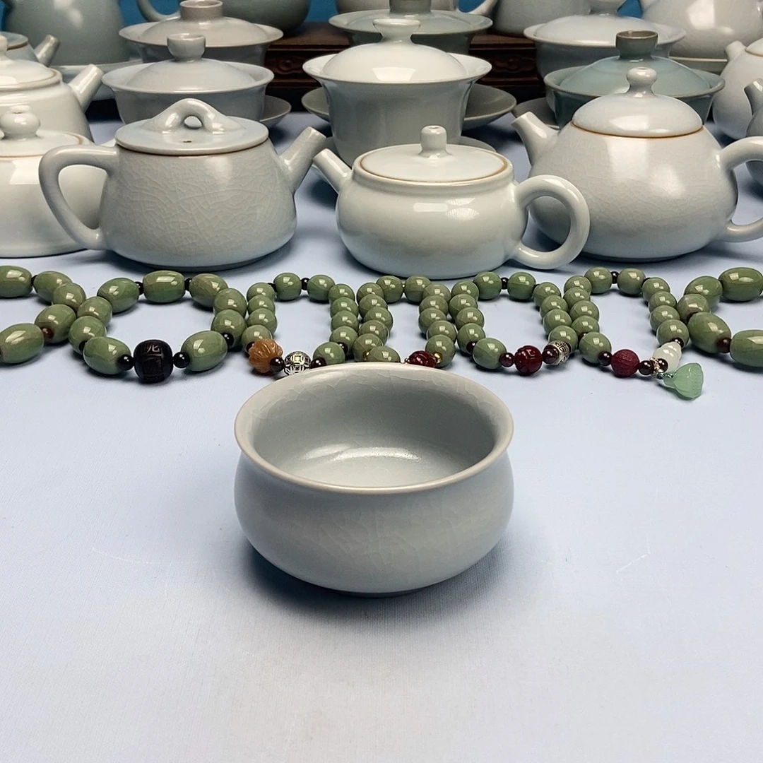 杯仿古月白釉卧佛杯原矿原釉原产地