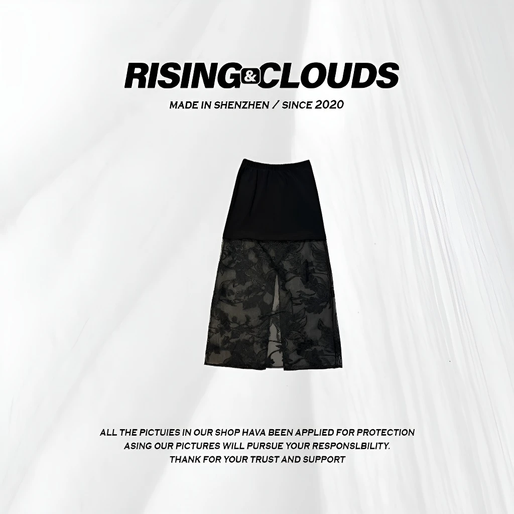 RISING&CLOUDS莎莎【冷羽】显瘦百搭2025春季蕾丝半裙120202