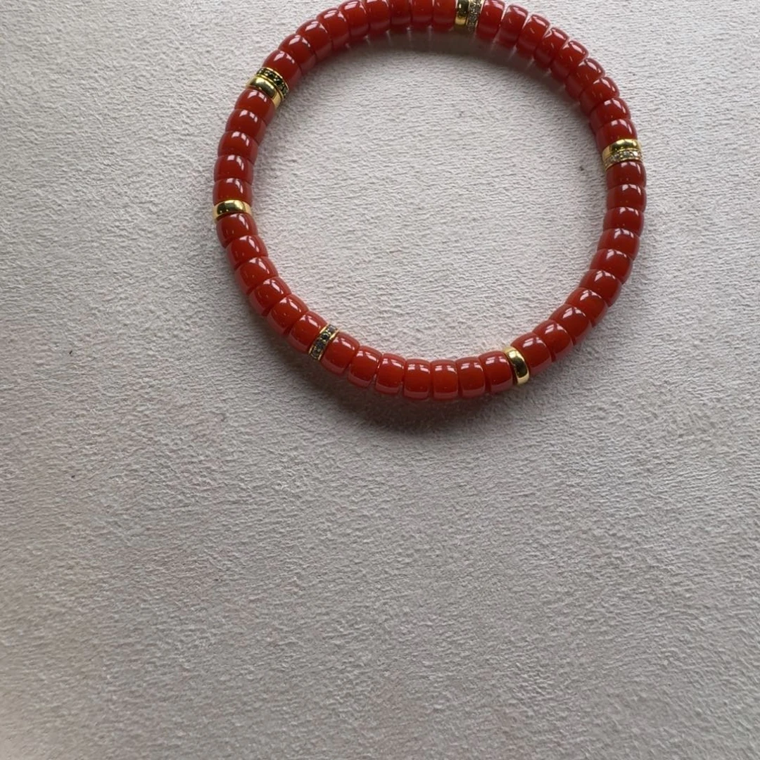 雨***霖18K金镶嵌手链南红玛瑙