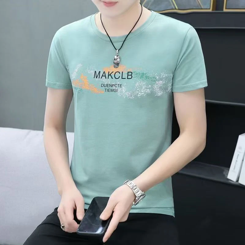 夏季全棉男士短袖t恤印花休闲潮流薄款透气男装青年  664#