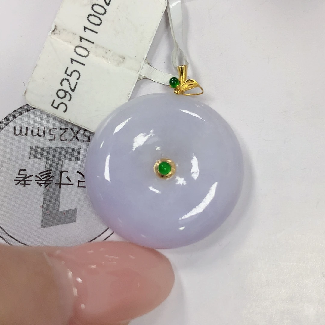 翡翠18K金镶嵌颈饰天然翡翠a货 百元以上9米证书费自理