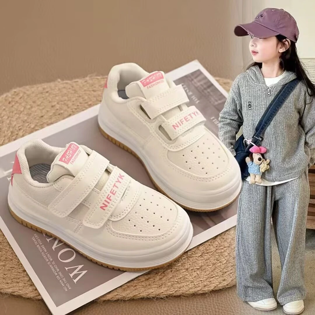 ABC女童小白鞋2025春季新款男童运动鞋中大童防滑透气板鞋休闲鞋