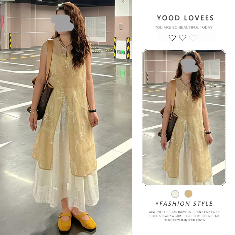 新中式国风套装裙女2025夏季新款气质高级感叠穿罩衫半身裙两件套