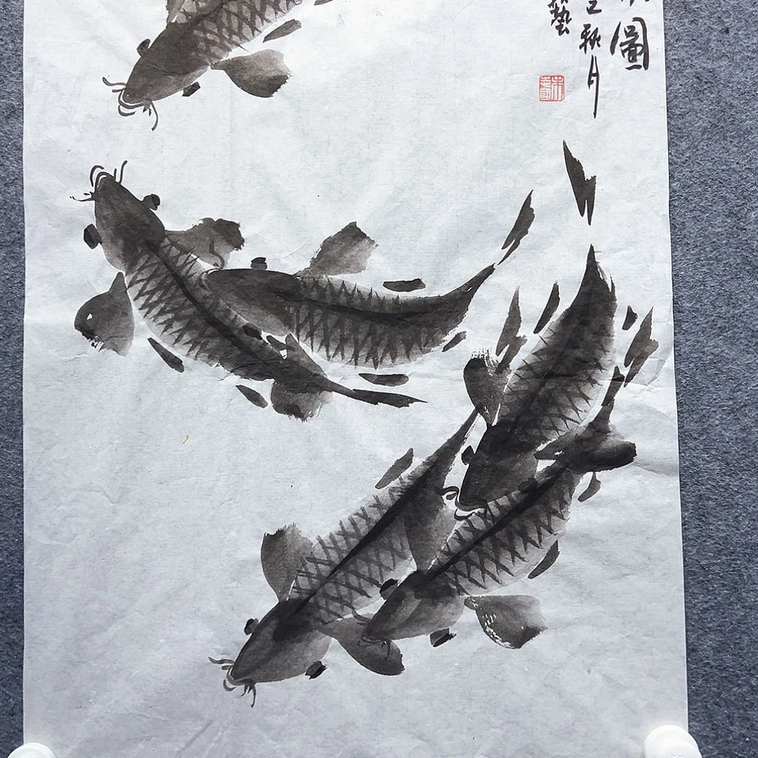 国画知鱼之乐纯手绘