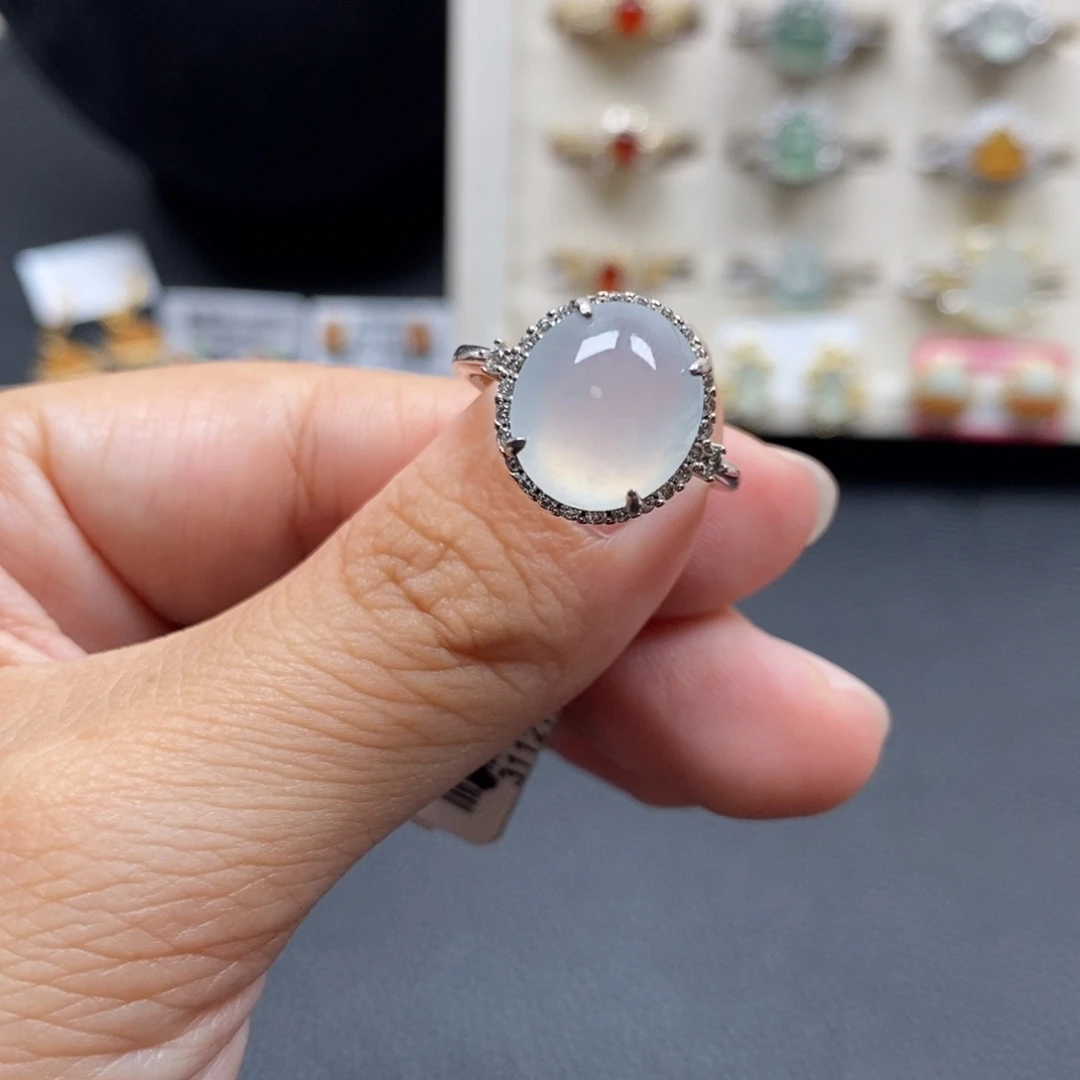 翡翠银S925镶嵌戒指