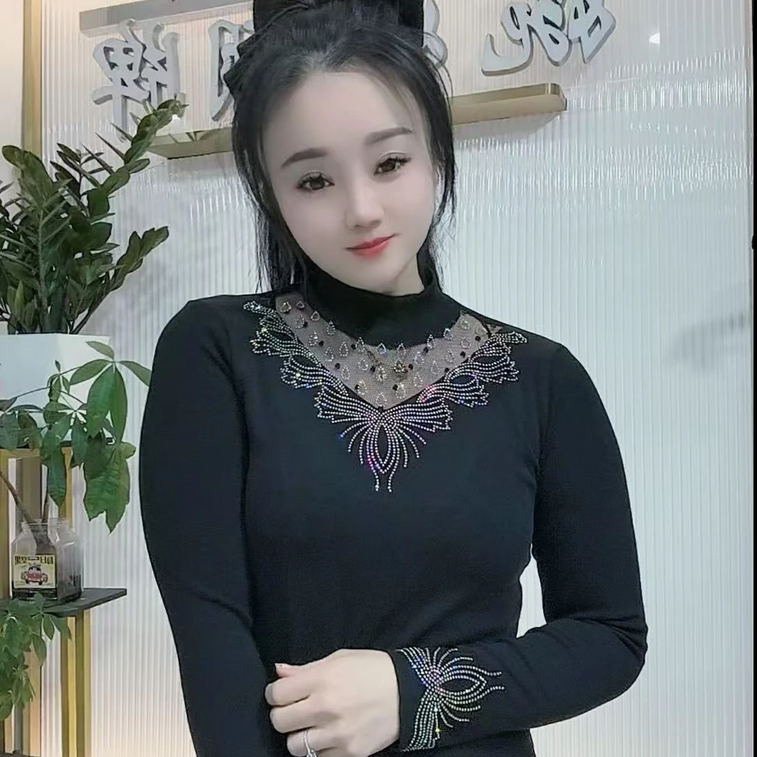 【婉婷服饰】504春款打底衫女装时尚修身休闲百搭中低领