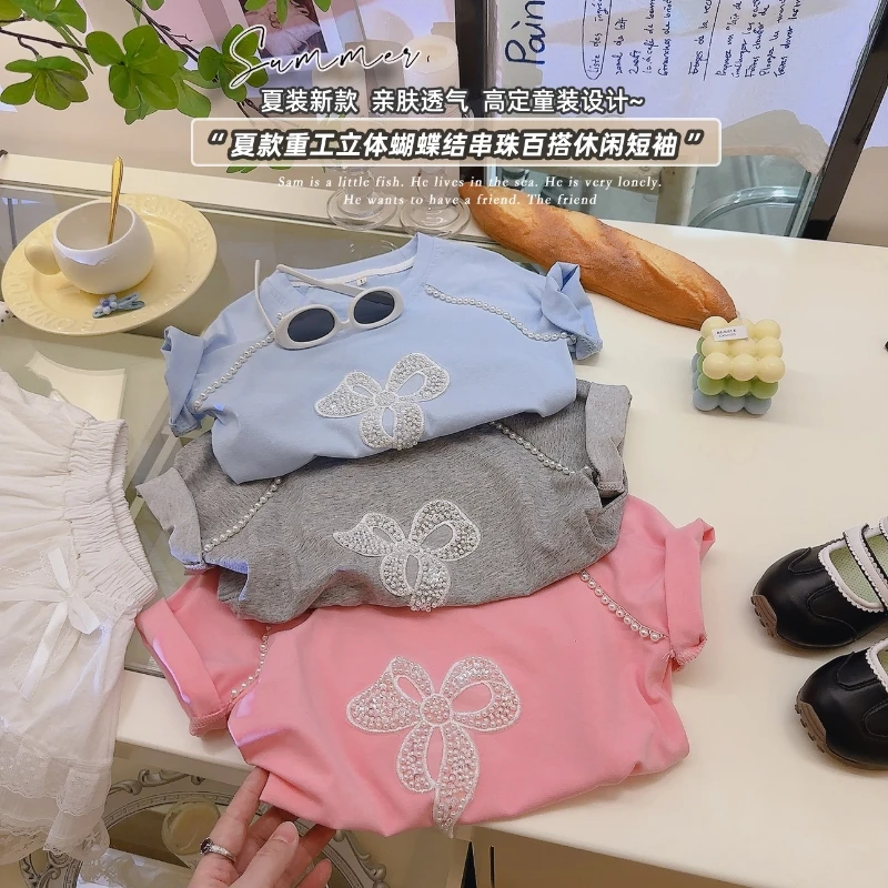 女童百搭透气夏款短袖儿童亲肤洋气夏季短袖T恤女宝洋气时尚短袖