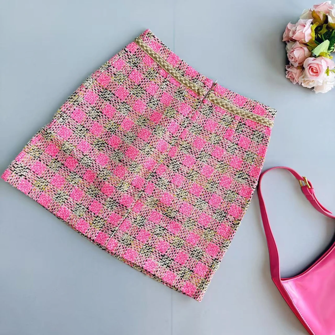 茜舞小香风半身裙女士2025格子百搭短裙【932197】