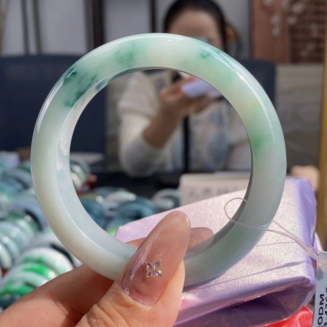 未镶嵌手镯翡翠53蓝飘花 15号