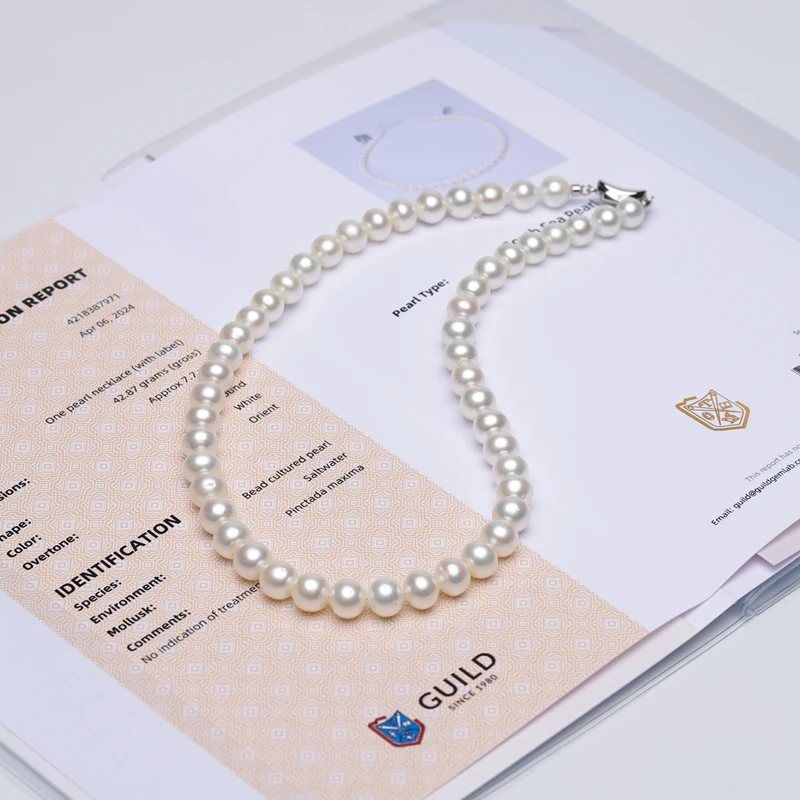 海水澳白  8-9mm 珍珠项链 G尔德证书   S925银扣