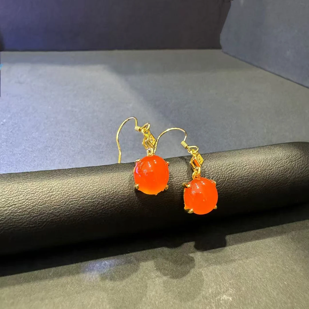 S925银南红玛瑙耳饰-NH113-不退不换