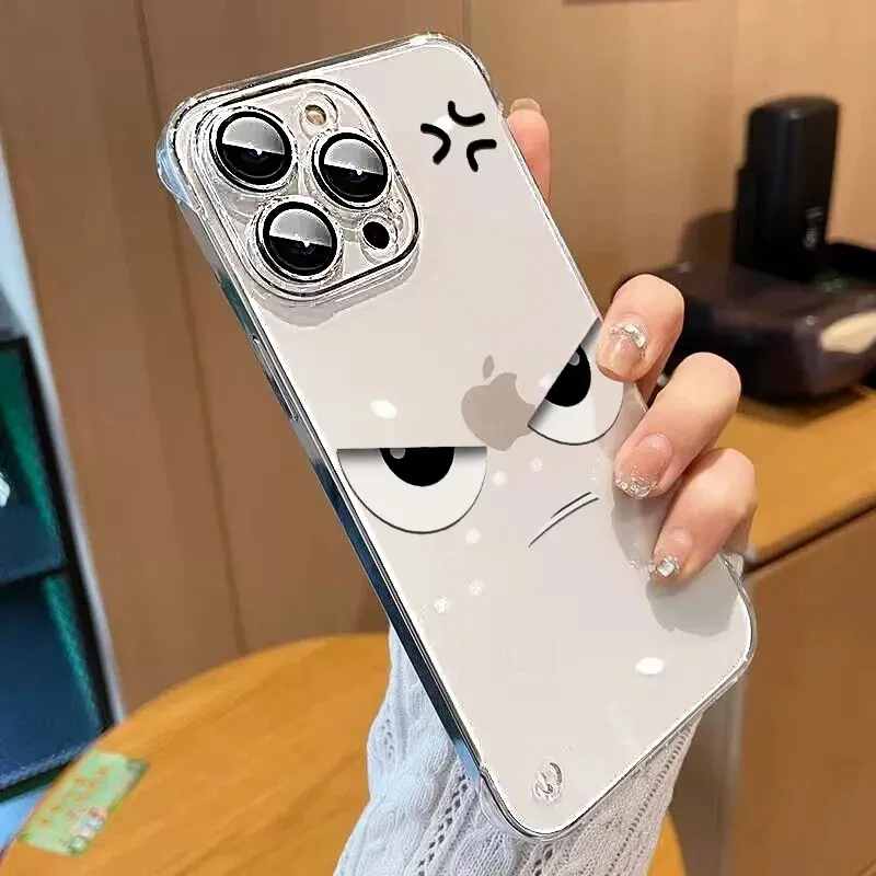 无边框凶凶表情适用于iphone14壳透明华为vivo小米14oppo半包壳