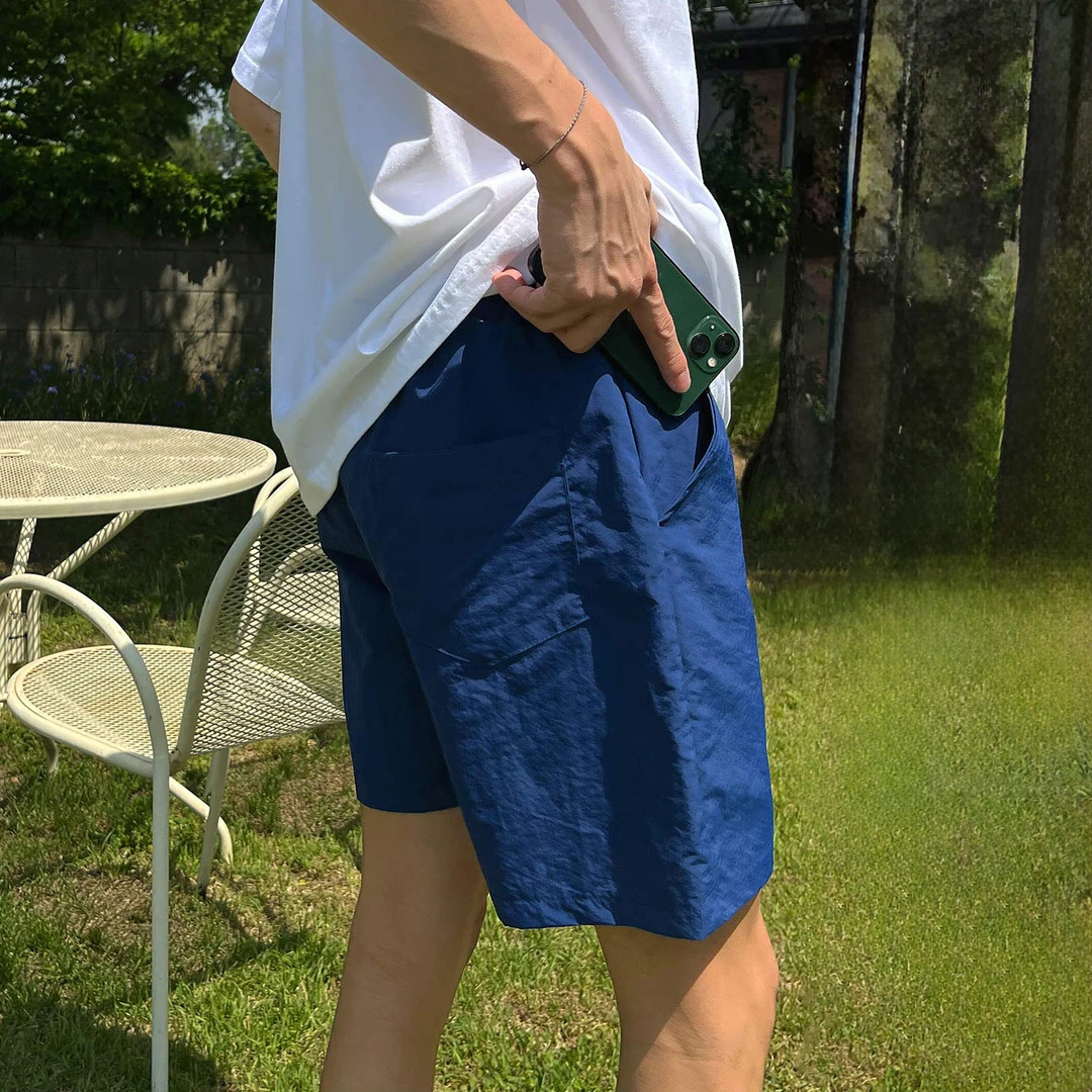 抽绳松紧腰短裤男生夏季薄款简约健身运动速干四分裤休闲沙滩裤子