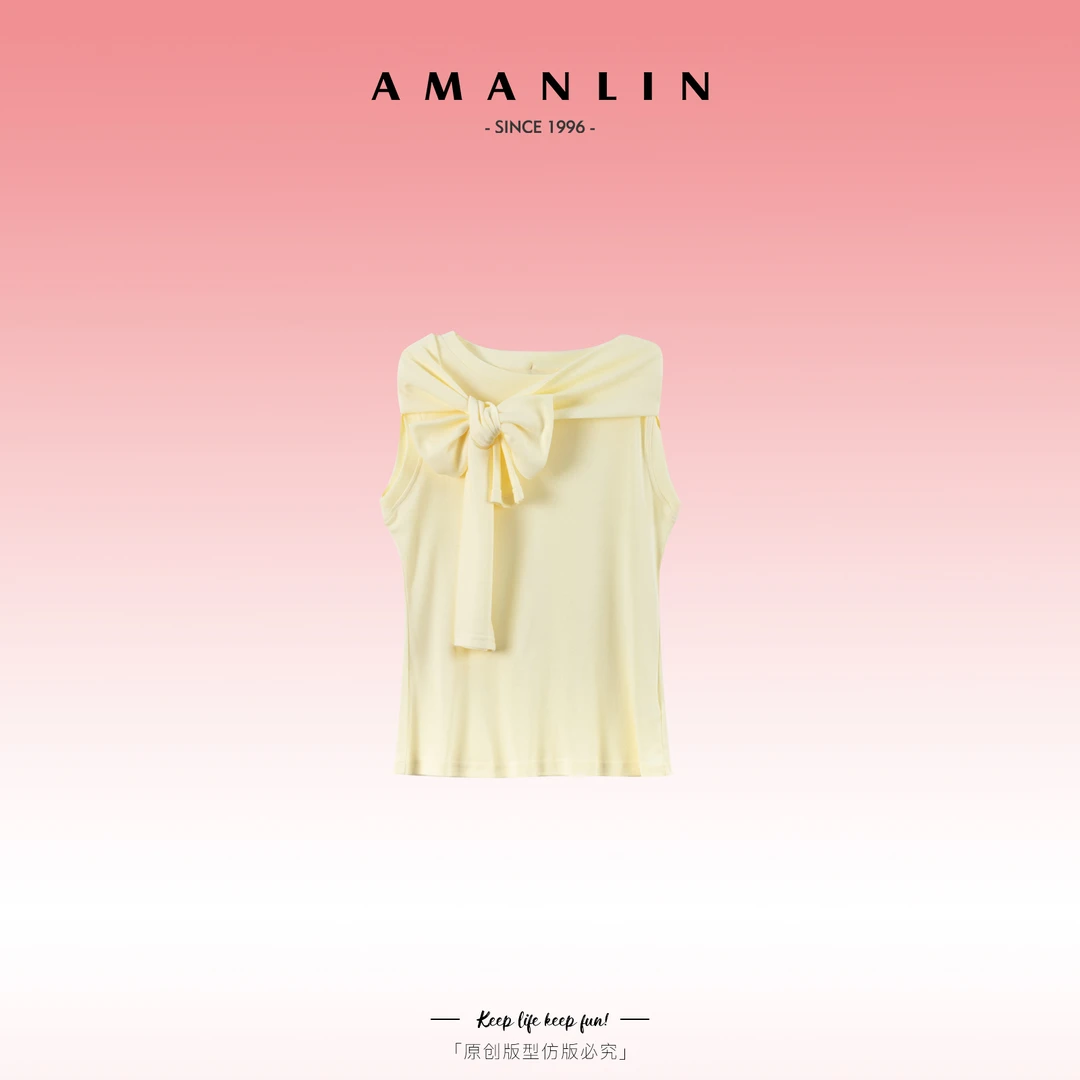 AMANLIN/阿谩琳欧若风设计感纯色假两件百搭小众针织上衣Y595927