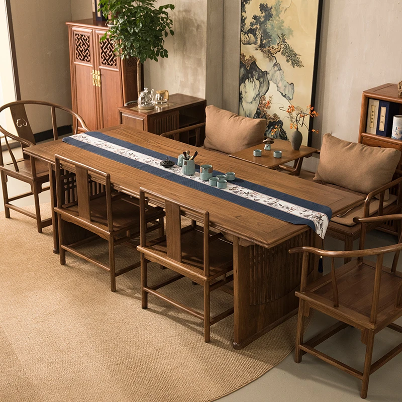 【竹见茶空间】实木整板办公室茶桌椅组合干泡功夫泡茶台茶空间套装