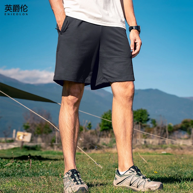 网眼速干休闲短裤男夏季薄款户外山系五分裤子宽松沙滩中裤K2845