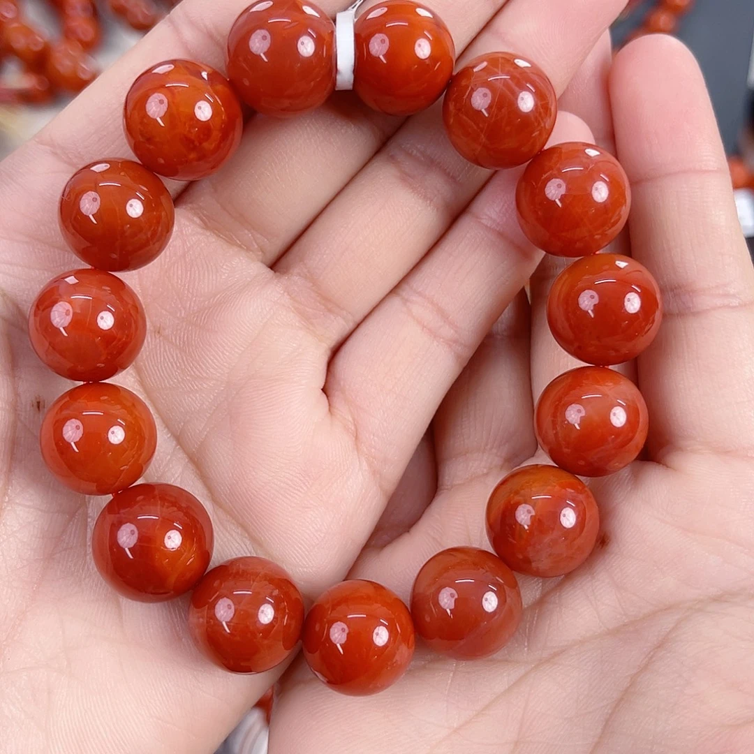 南红玛瑙未镶嵌瓦西高货锦红单圈14mm