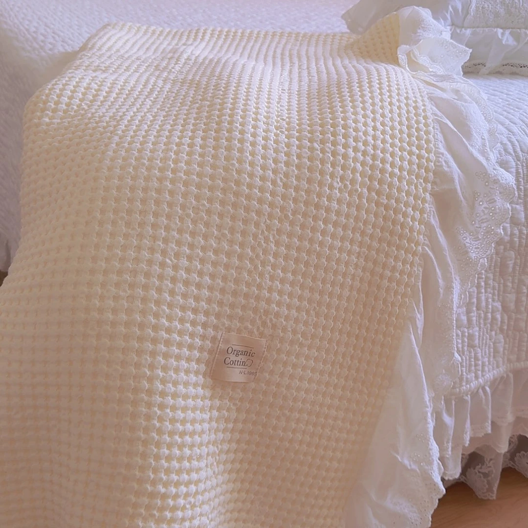 棉新款华夫格三件套220×240米色